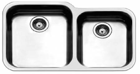 Νεροχύτης υποκαθήμενος ανοξείδωτος 90x50 εκ. με 2γούρνες 45χ40cm & 40x34cm  βάθους 21cm, για ερμ.90