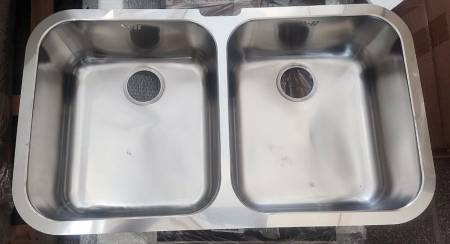 Νεροχύτης υποκαθήμενος ανοξείδωτος 89x51 εκ. με 2γούρνες 45χ40cm  βάθους 21cm, για ερμ.90 εκ., APELL