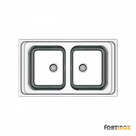 Νεροχύτης Κουζίνας Ανοξείδωτος Arena 86x50 Fortinox Inox Λείο