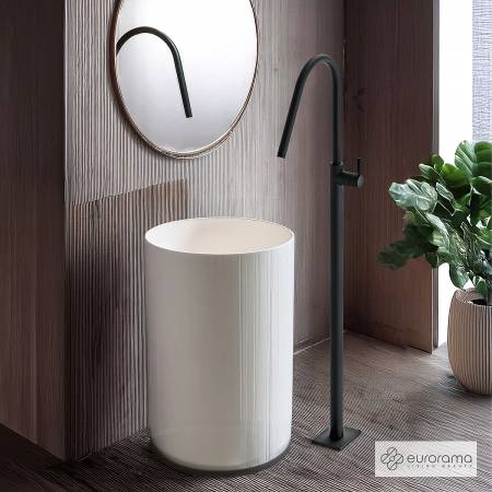 Μπαταρία Νιπτήρα Επιδαπέδια h.124,5εκ. Eurorama Black Matt