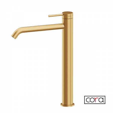 Μπαταρία Νιπτήρα Υψηλή με Βαλβίδα Clic-Clac Cosmo PVD Gold Brushed Inox 316L