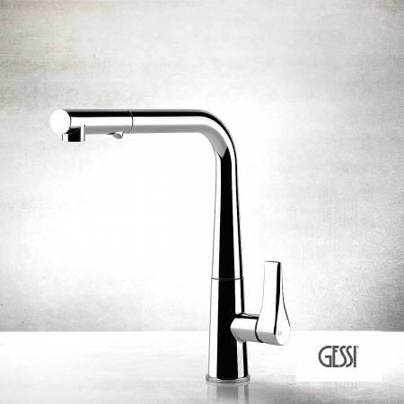 Μπαταρία Νεροχύτη Κουζίνας με Τηλέφωνο Ντους Proton Gessi Chrome