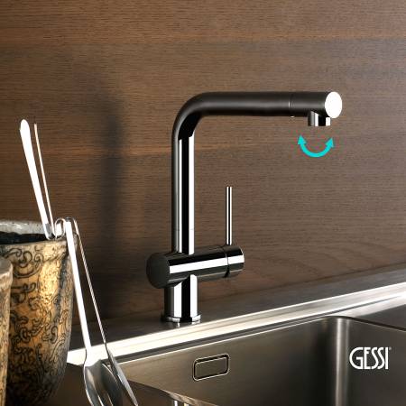 Μπαταρία Νεροχύτη Κουζίνας Oxygene Gessi Chrome