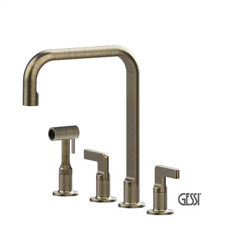 Μπαταρία Νεροχύτη Κουζίνας 4 Οπών Inciso Gessi Antique Brass