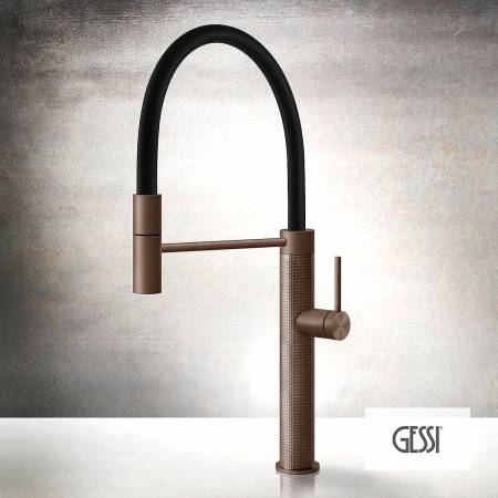 Μπαταρία Νεροχύτη Κουζίνας Cesello Gessi Copper Brushed PVD