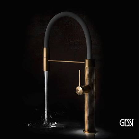 Μπαταρία Νεροχύτη Κουζίνας Cesello Gessi Inox316 Warm Bronze Brushed PVD