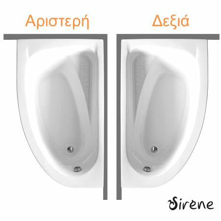 Μπανιέρα Ακρυλική MARINA 160x90 Right, Sirene White