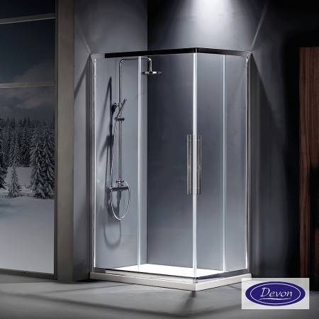 Καμπίνα Ντουζιέρας Γωνιακής Εισόδου Corner Entry 70x90 (67-69 x 87-89 εκ.), Devon Flow Clean Glass Chrome