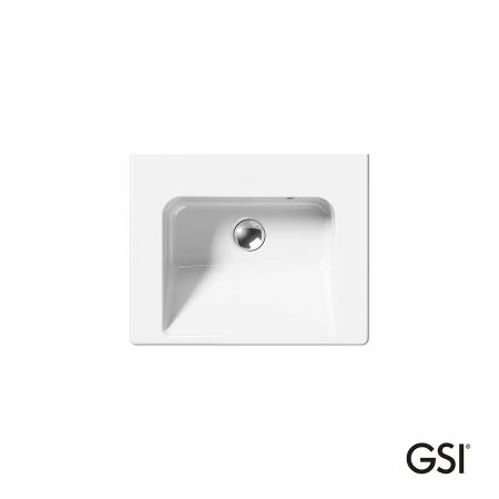 Νιπτήρας Πορσελάνης Norm 50x40 Χωρίς Οπή Μπαταρίας (1 προχαραγμένη) GSI White