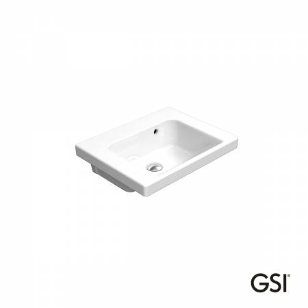 Νιπτήρας Πορσελάνης Norm 50x40 Χωρίς Οπή Μπαταρίας (1 προχαραγμένη) GSI White