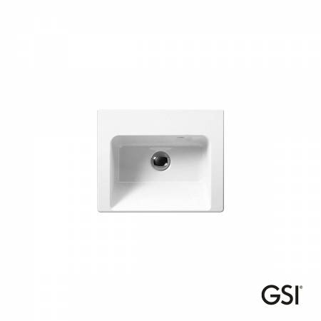 Νιπτήρας Πορσελάνης Norm 42x34 Χωρίς Οπή Μπαταρίας (1 προχαραγμένη) GSI White