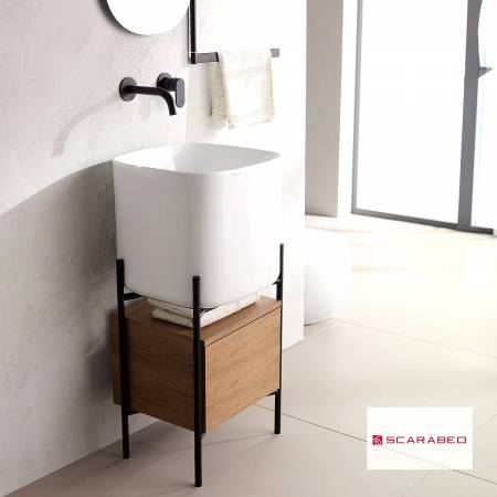 Έπιπλο μπάνιου Laila 2701-NROP με συρτάρι 2711-89 χωρίς νιπτήρα, Scarabeo