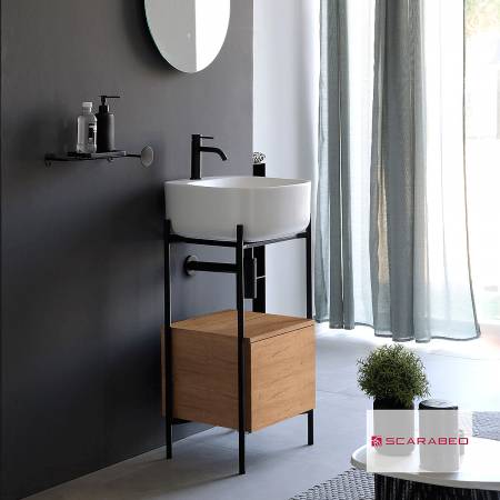 Έπιπλο μπάνιου Laila 2702-NROP με συρτάρι 2711-89 χωρίς νιπτήρα, Scarabeo
