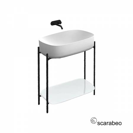 Έπιπλο μπάνιου Laila 2703-NROP με ράφι 2710-300, Χωρίς Νιπτήρα Scarabeo
