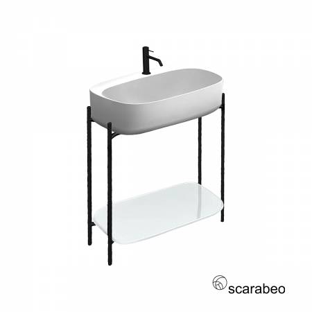 Έπιπλο μπάνιου Laila 2703-NROP με ράφι 2710-300, Χωρίς Νιπτήρα Scarabeo