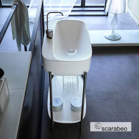 Έπιπλο μπάνιου Laila 2703-NROP με ράφι 2710-300, Χωρίς Νιπτήρα Scarabeo