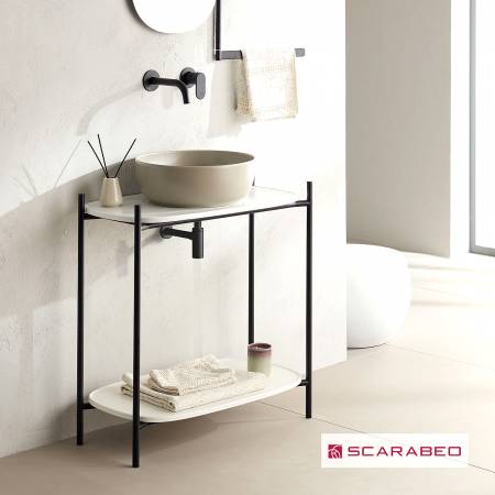 Έπιπλο μπάνιου Laila 2703-NROP με ράφια 2715+2710-41 χωρίς νιπτήρα, Scarabeo