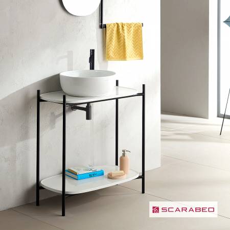 Έπιπλο μπάνιου Laila 2703-NROP με ράφια 2716+2710-300 χωρίς νιπτήρα, Scarabeo