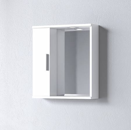 Καθρέφτης ALON 50 Aριστερός Λευκό, με ένα ντουλάπι αριστερά 50x15x56 και φωτισμό LED 3MAL050GLL