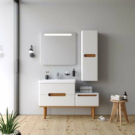 Σετ Έπιπλο Μπάνιου MASAL Λευκό MDF 18mm Λάκα 130 9SMAS130WHM Πάγκο 130x46x85cm