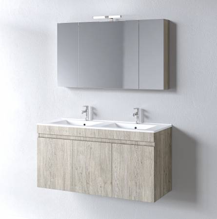 Σετ Επίπλου OMEGA 120cm με Διπλό Νιπτήρα χρ.BEIGE OAK 9SOM120BODW