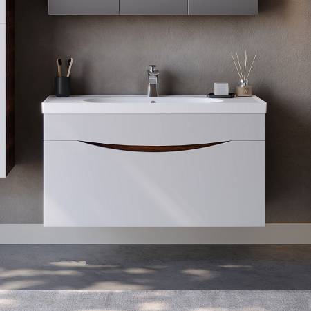 Σετ Έπιπλο Μπάνιου SMILE Λευκό / Barok MDF 18mm Λάκα 100 9SSMI100WBM