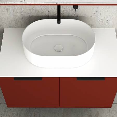 Orabella Solid Surface 90 - Κρεμαστό Έπιπλο Μπάνιου για επικαθήμενο νιπτήρα