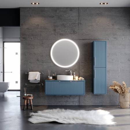 Σετ Έπιπλο Μπάνιου HOLE Μπλε MDF 18mm Λάκα 100 9SHOL100BLSM