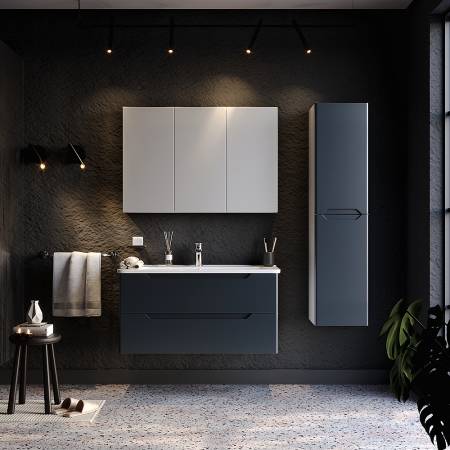 Σετ Έπιπλο Μπάνιου PERLA Ανθρακί με λευκά πλαινα MDF 18mm Λάκα 100 9SPER100ANM