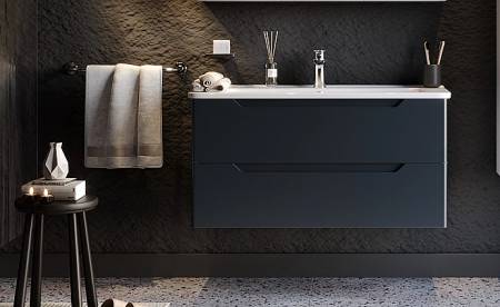 Πάγκος PERLA Aνθρακί με λευκά πλαινα MDF 18mm Λάκα 100 S3BPERL100ANM 105x46x53cm