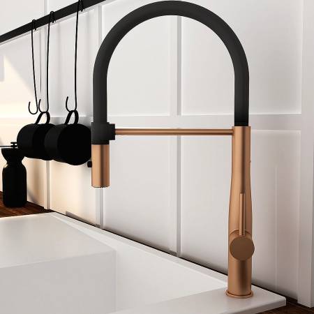 Orabella Bracket Rose Gold - Μπαταρία Κουζίνας με αποσπώμενο ντουζ 2 ροών