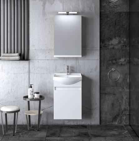 Σετ Έπιπλο Μπάνιου SIENA WHITE 45 9SSI045GL0W Πάγκος 41x25x60cm, Νιπτήρας 45x37cm