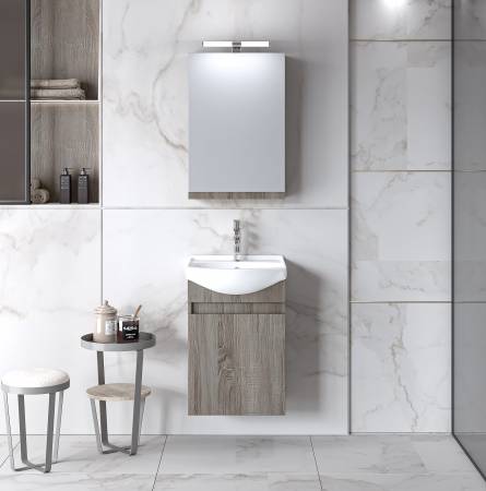 Σετ Έπιπλο Μπάνιου SIENA SONOMA DARK 45  9SSI045SD0W Πάγκο 45x31x60cm, Νιπτήρας 45x37cm