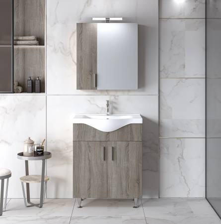 Σετ Έπιπλο Μπάνιου SIENA SONOMA DARK 65 9SSI065SD0W Πάγκο 61x34x83cm