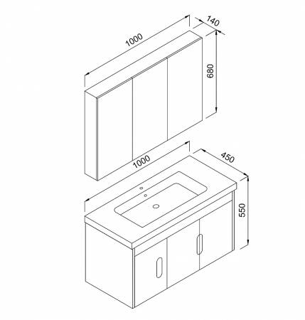 Σετ Έπιπλο Μπάνιου ADA Λευκό MDF 18mm Λάκα 100 9SADA100WHM