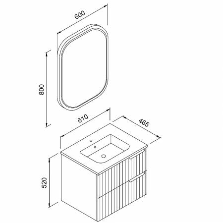 Σετ Έπιπλο Μπάνιου ENZA Ανθρακί MDF 18mm Λάκα 60 9SENZ060ANTM