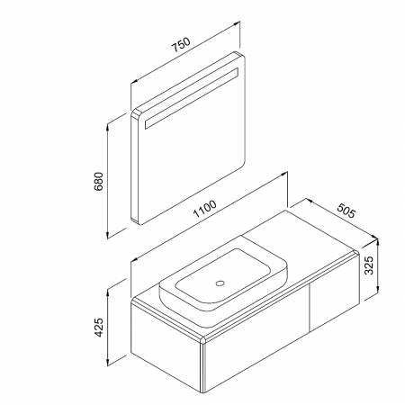 Σετ Έπιπλο Μπάνιου KUZEY Λευκό MDF 18mm Λάκα 110 9SKUZ110WHM
