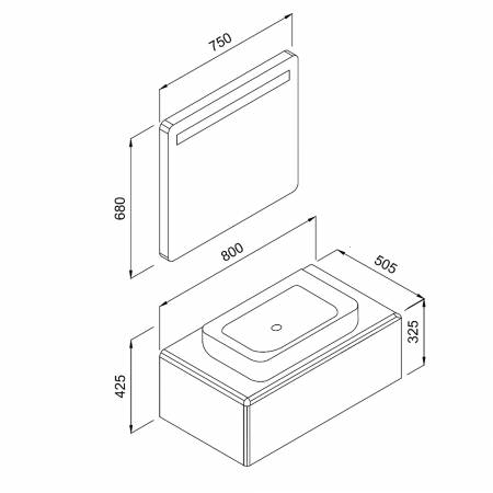 Σετ Έπιπλο Μπάνιου KUZEY Λευκό MDF 18mm Λάκα 80 9SKUZ080WHM