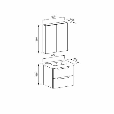 Σετ Έπιπλο Μπάνιου PERLA Λευκό MDF 18mm Λάκα 60 9SPER060WHM