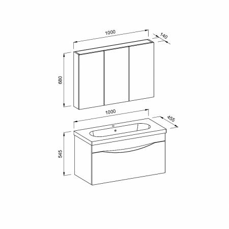 Σετ Έπιπλο Μπάνιου SMILE Ανθρακί / Barok MDF 18mm Λάκα 100 9SSMI100ABM