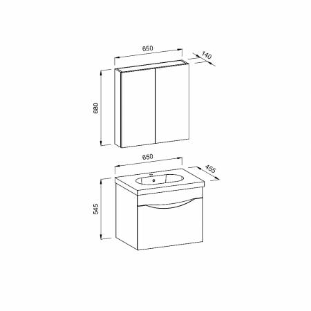 Σετ Έπιπλο Μπάνιου SMILE Λευκό / Barok MDF 18mm Λάκα 65 9SSMI065WBM