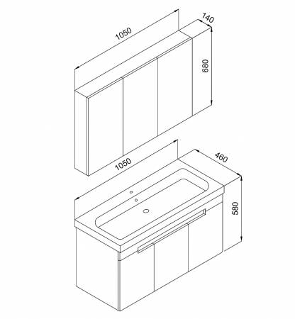 Σετ Έπιπλο Μπάνιο TREND Ανθρακί MDF 18mm Λάκα 105 9STRE105ABM