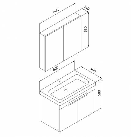 Σετ Έπιπλο Μπάνιο TREND Ανθρακί MDF 18mm Λάκα 80 9STRE080ABM
