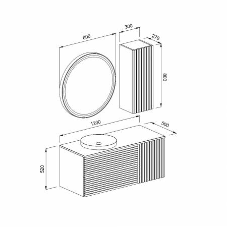 Σετ Έπιπλο Μπάνιου VIEN Ανθρακί MDF 18mm Λάκα 120 9SVIE120ANBM