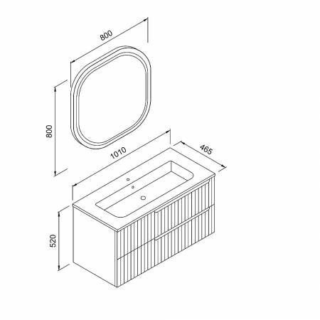 Σετ Έπιπλο Μπάνιου ENZA Λευκό MDF 18mm Λάκα 100 9SENZ100WHM