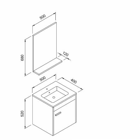 Σετ Έπιπλο Μπάνιου TIKA Ανθρακί MDF 18mm Λάκα 50 9STIK050ABM