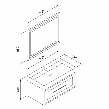 Πάγκος NAPOLI Λευκό MDF 18mm Λάκα 85 S3NAP085WHM 85x45.5x44cm