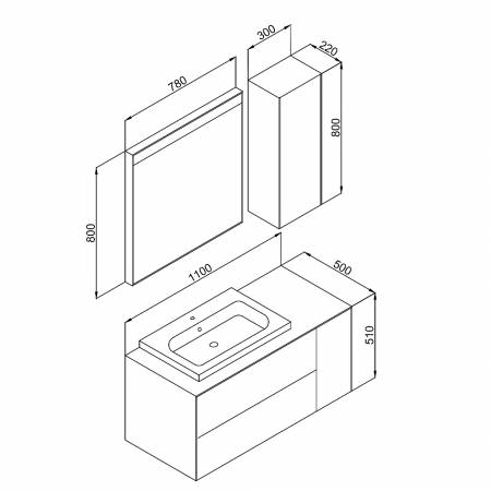 Πάγκος RODOS Ασημί MDF 18mm Λάκα 110 S3BROD110SB 110x50x51cm