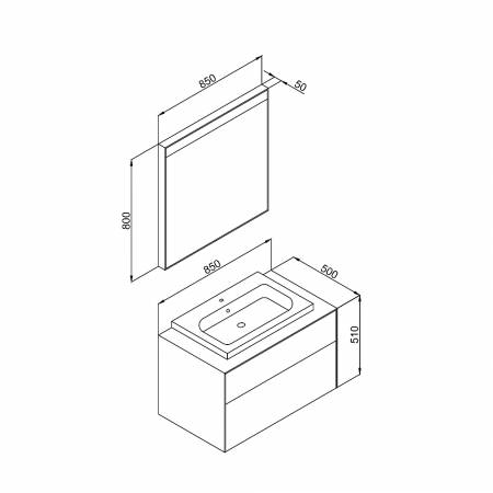 Πάγκος RODOS Ασημί MDF 18mm Λάκα 85 S3BROD085SB 85x50x51cm